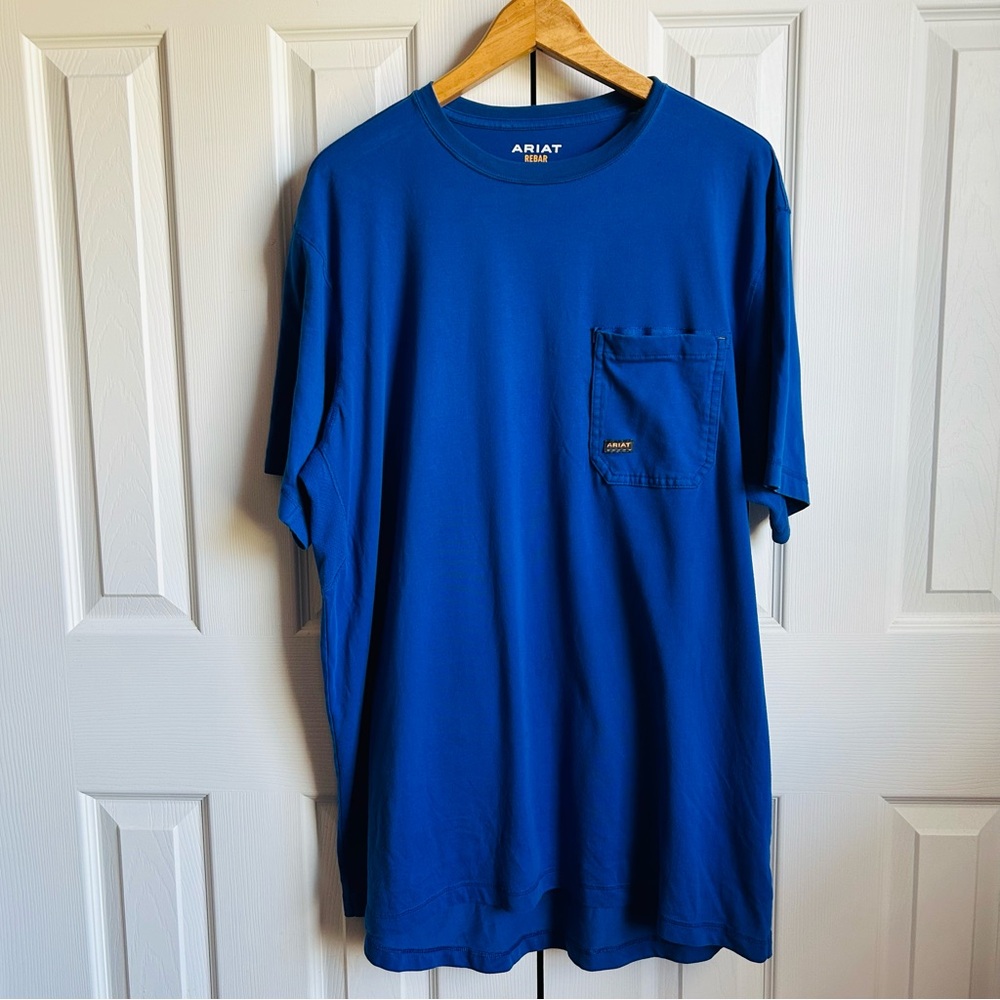 Ariat Rebar Workman American Flag Logo Graphic Short Sleeve T-Shirt Royal Blue